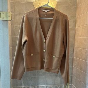 Brown Cardigan with Gold Buttons